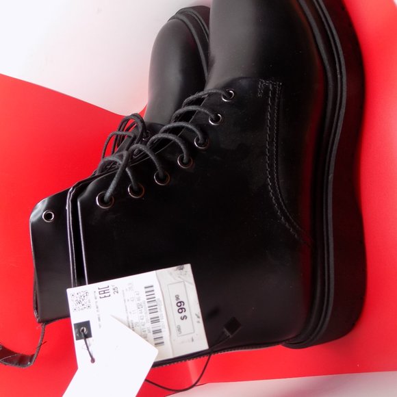 zara men leather round toe ankle reach boots main image 6